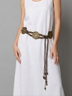 Y2K Chinese Zodiac Brass Medallion Wrap Belt Fits Large- XL